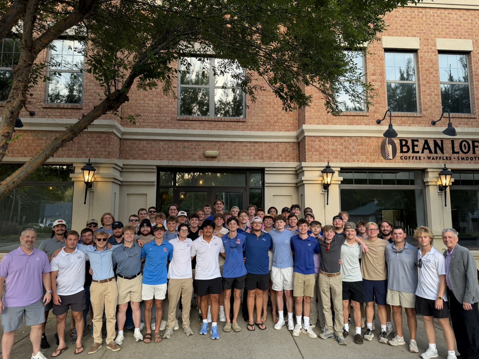 Theta-Omega brothers gathered together outside